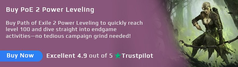 Buy Path of Exile 2 Power Leveling to quickly reach level 100 and dive straight into endgame activities—no tedious campaign grind needed. Our PoE 2 Power Leveling service streamlines the leveling process, letting you focus on exploring new builds, testing powerful skill combos, or dominating endgame bosses. By entrusting the campaign Acts and Trials to our professionals, you’ll enjoy a swift and smooth leveling experience that saves you hours of repetitive content.