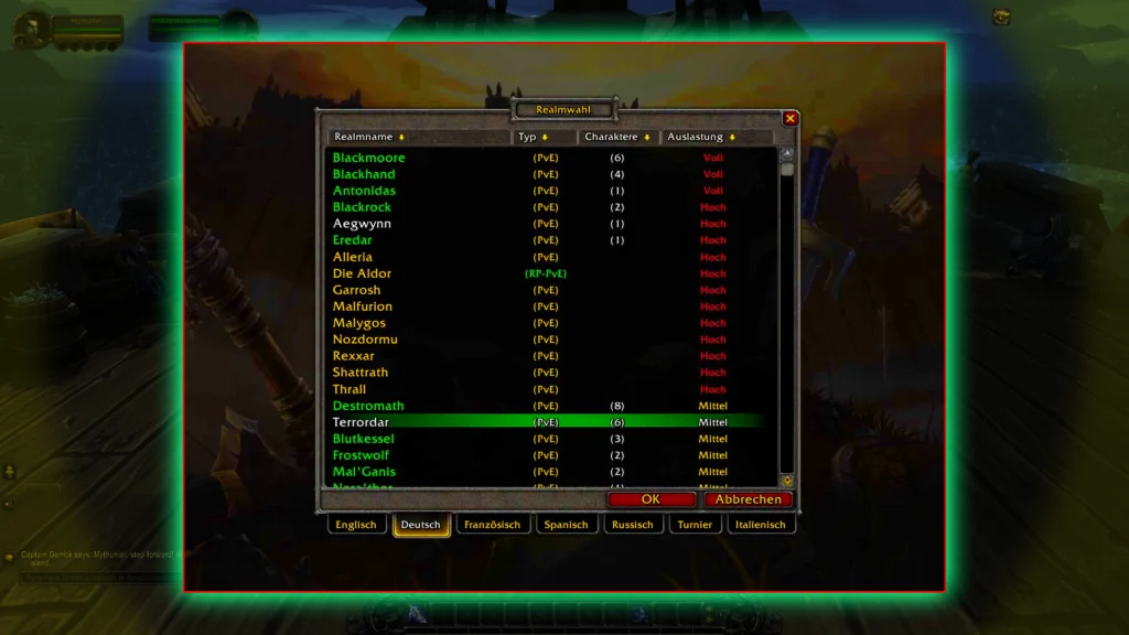 Step 2: Choosing a Realm (Server) and Faction